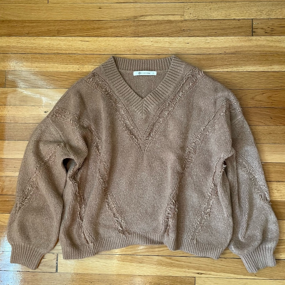 The Impeccable Pig Maude Pink/Tan V-Neck Sweater